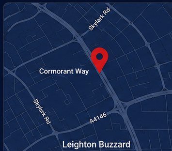 Map showing Cormorant Way in Leighton Buzzard