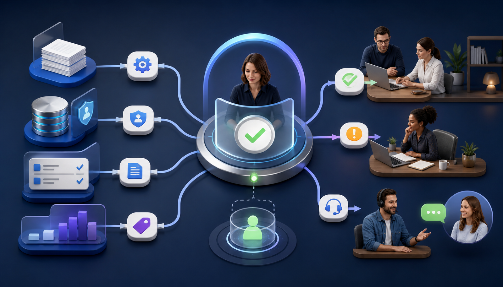Human approval checkpoint for secure AI automation, customer data, exceptions and customer service escalation