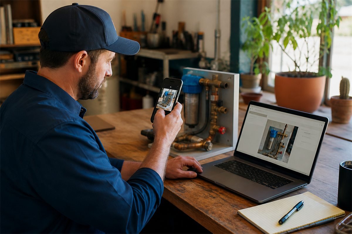 Local service-business owner adding authentic project photos