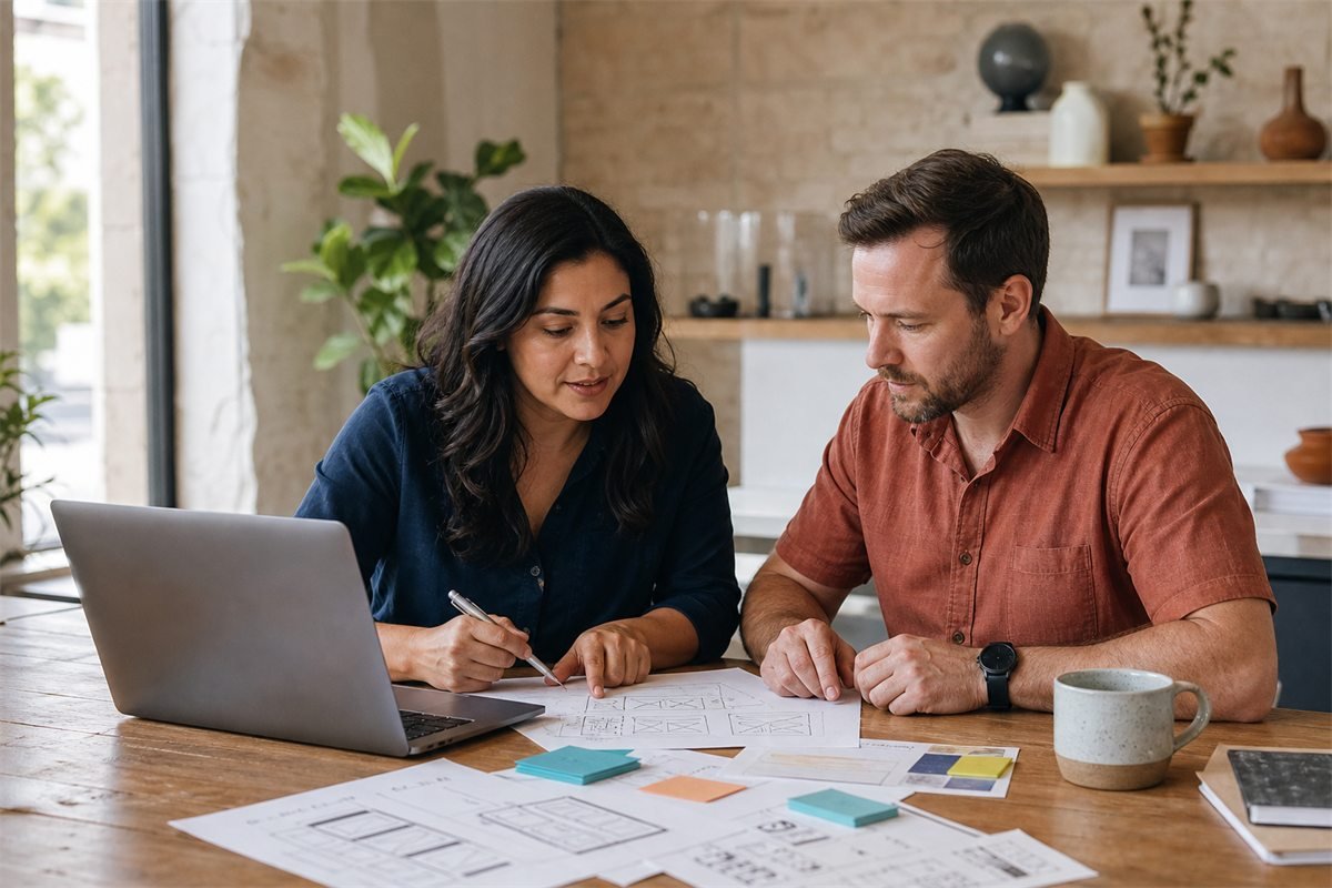Texas small-business owner planning a website with a designer
