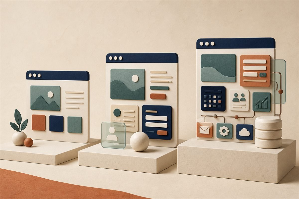 Website investment levels from DIY to custom development