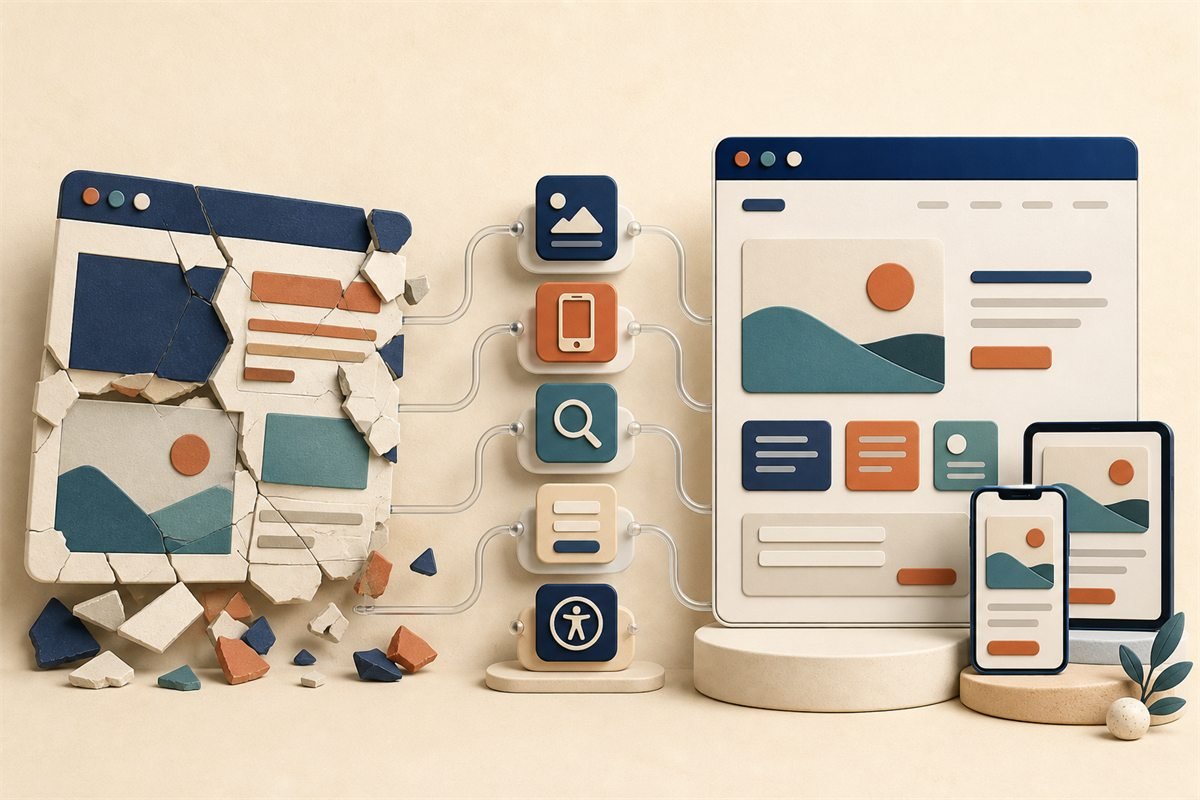 Before-and-after comparison of a Texas business website redesign
