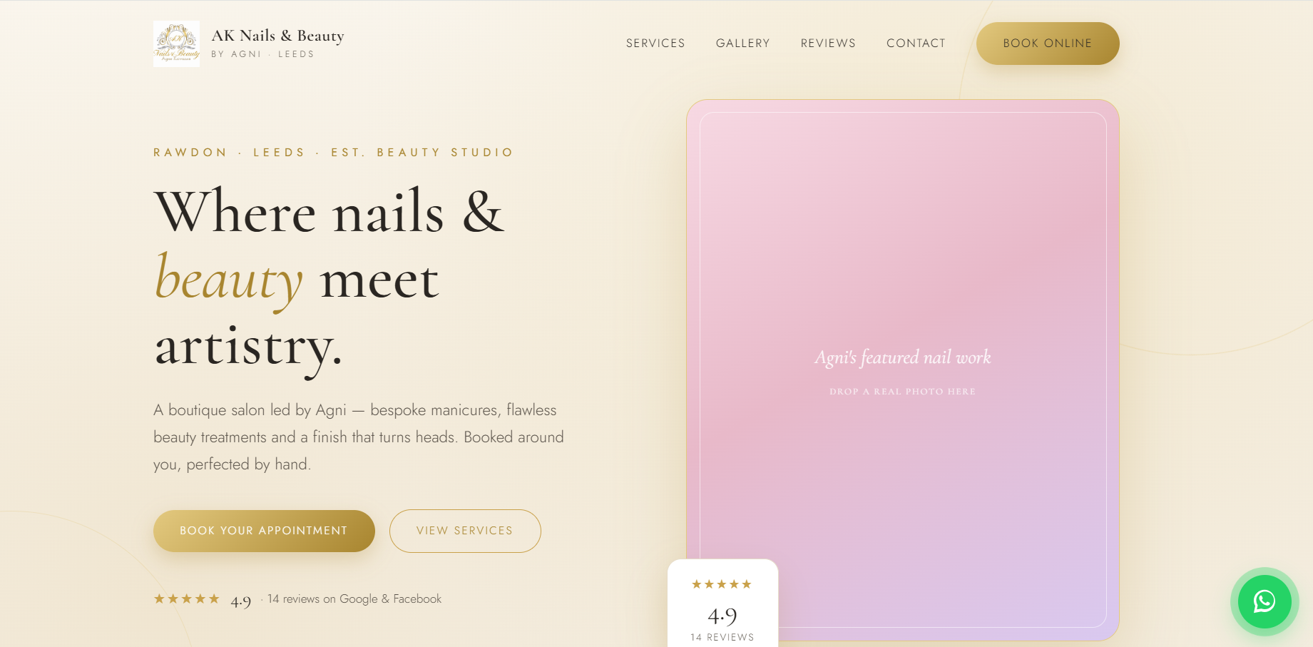 Nail Salon Website Design — AK Nails & Beauty by Agni, Leeds UK website preview