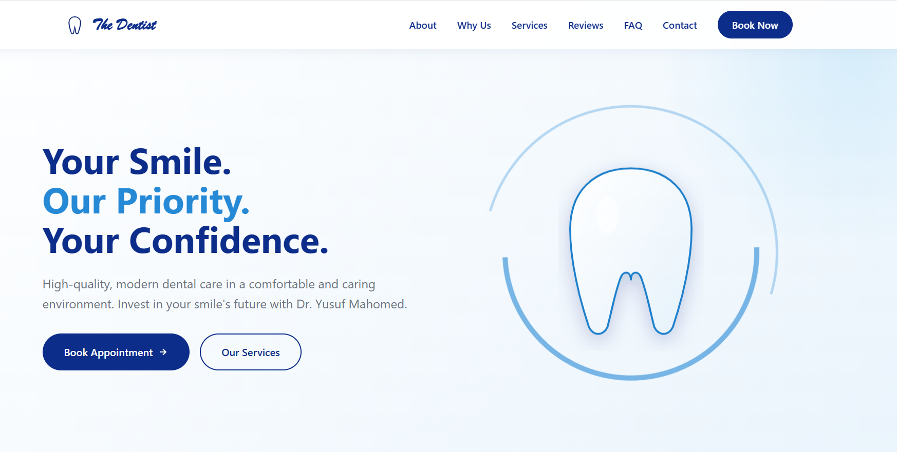 Dental Practice Website Design — The Dentist, Dr. Y. Mahomed, La Lucia website preview