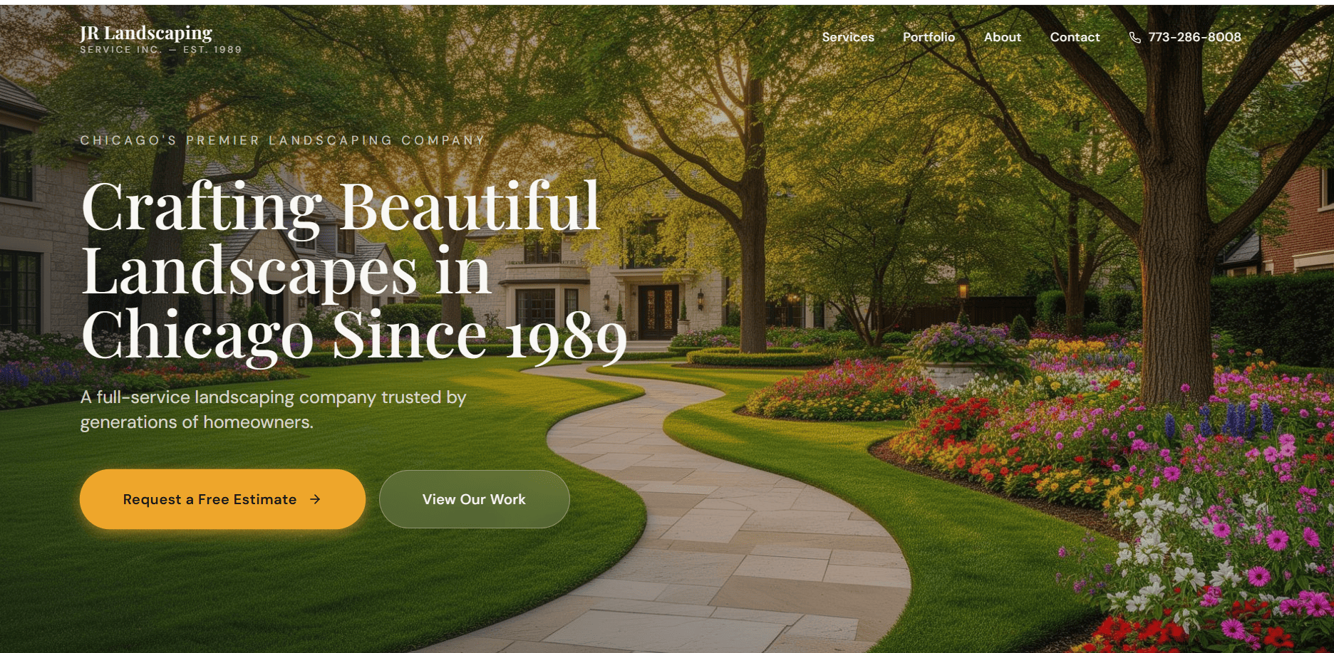 Landscaping Company Website Design — JR Landscaping, Chicago IL website preview