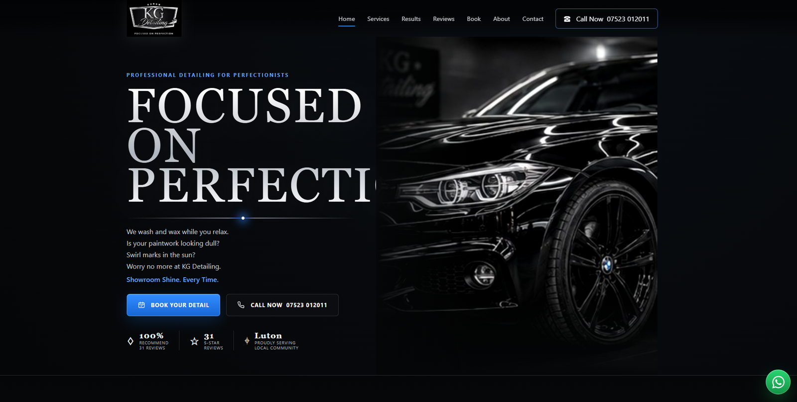 KG Detailing – Premium Car Detailing Landing Page website preview