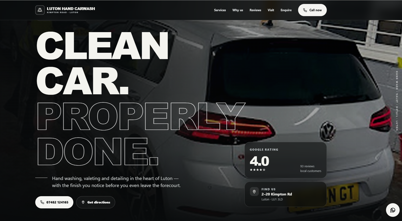 Luton Hand Carwash – Premium Car Wash Website website preview