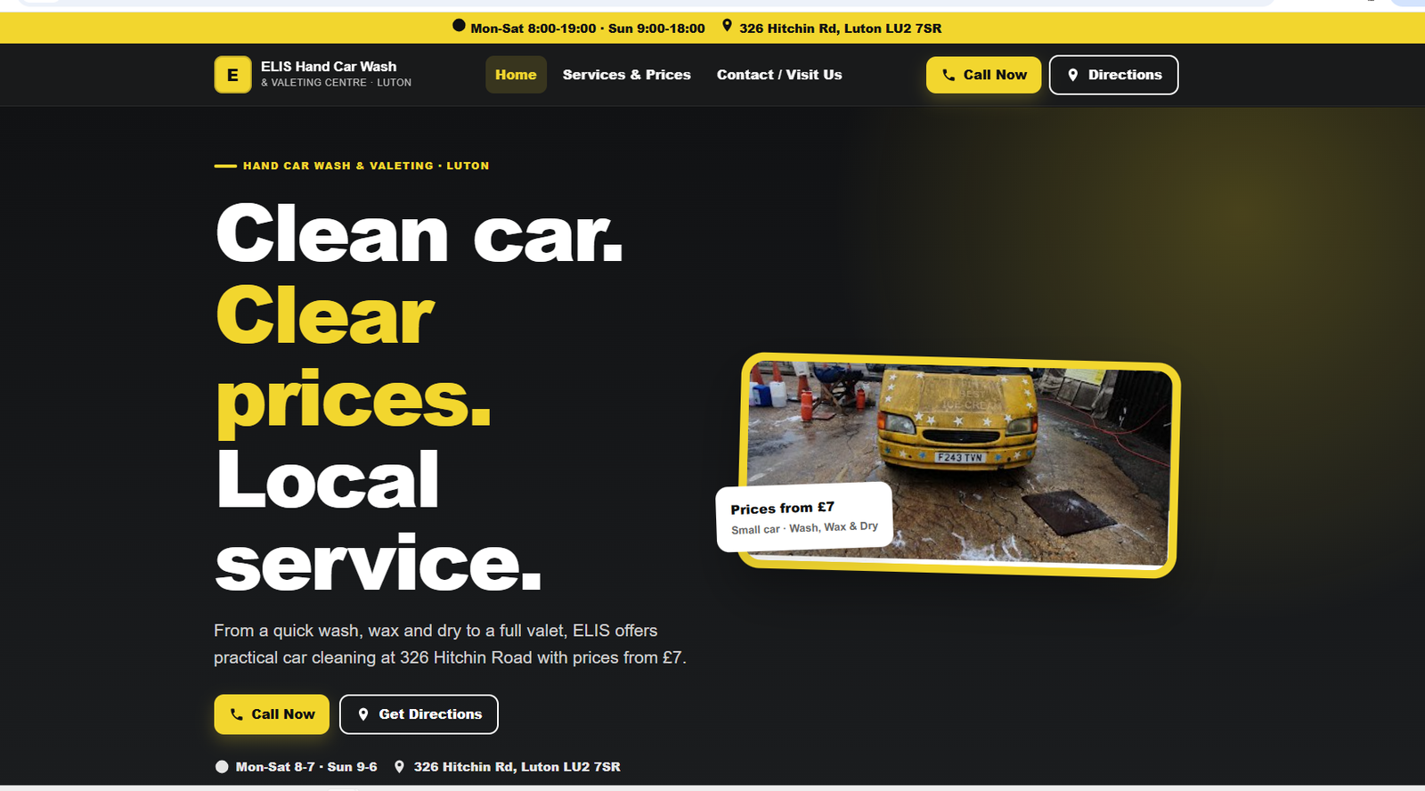 ELIS Hand Car Wash & Valeting Centre Website website preview