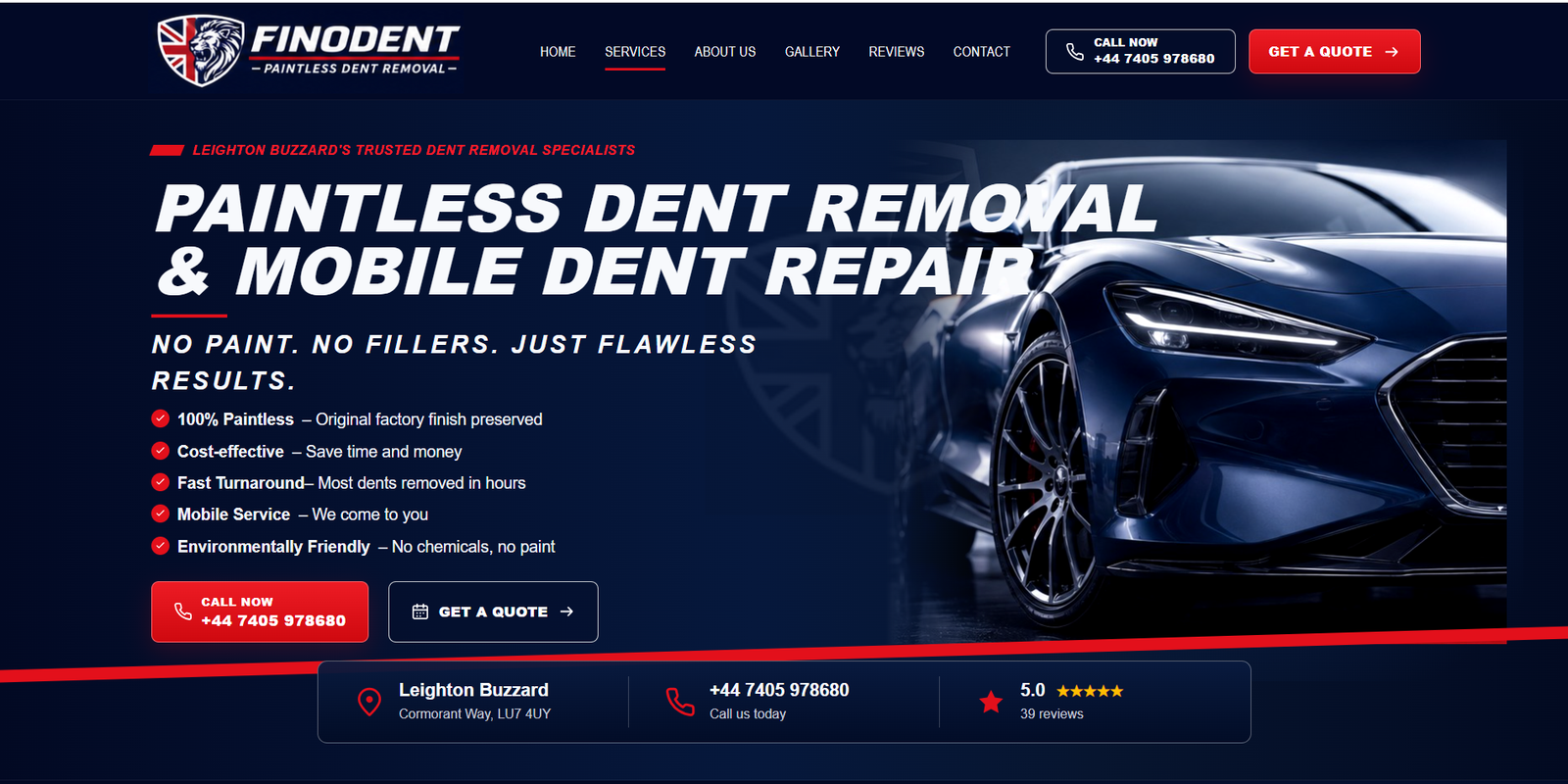 FINODENT Paintless Dent Removal Website website preview