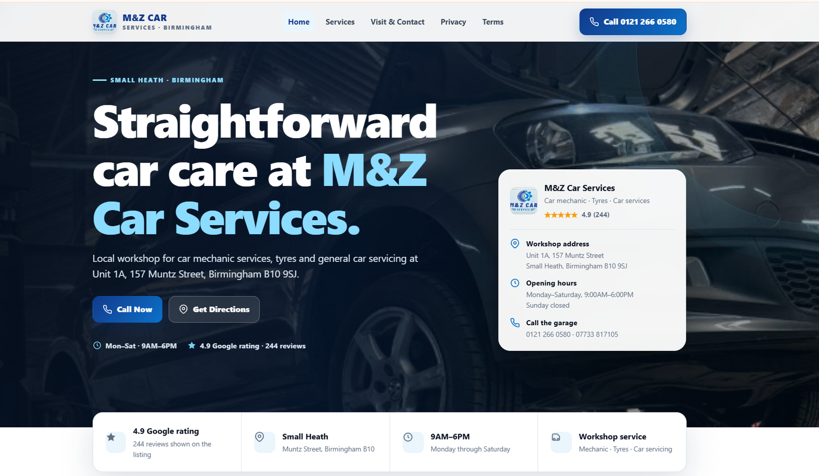 M&Z Car Services Birmingham Website Demo website preview