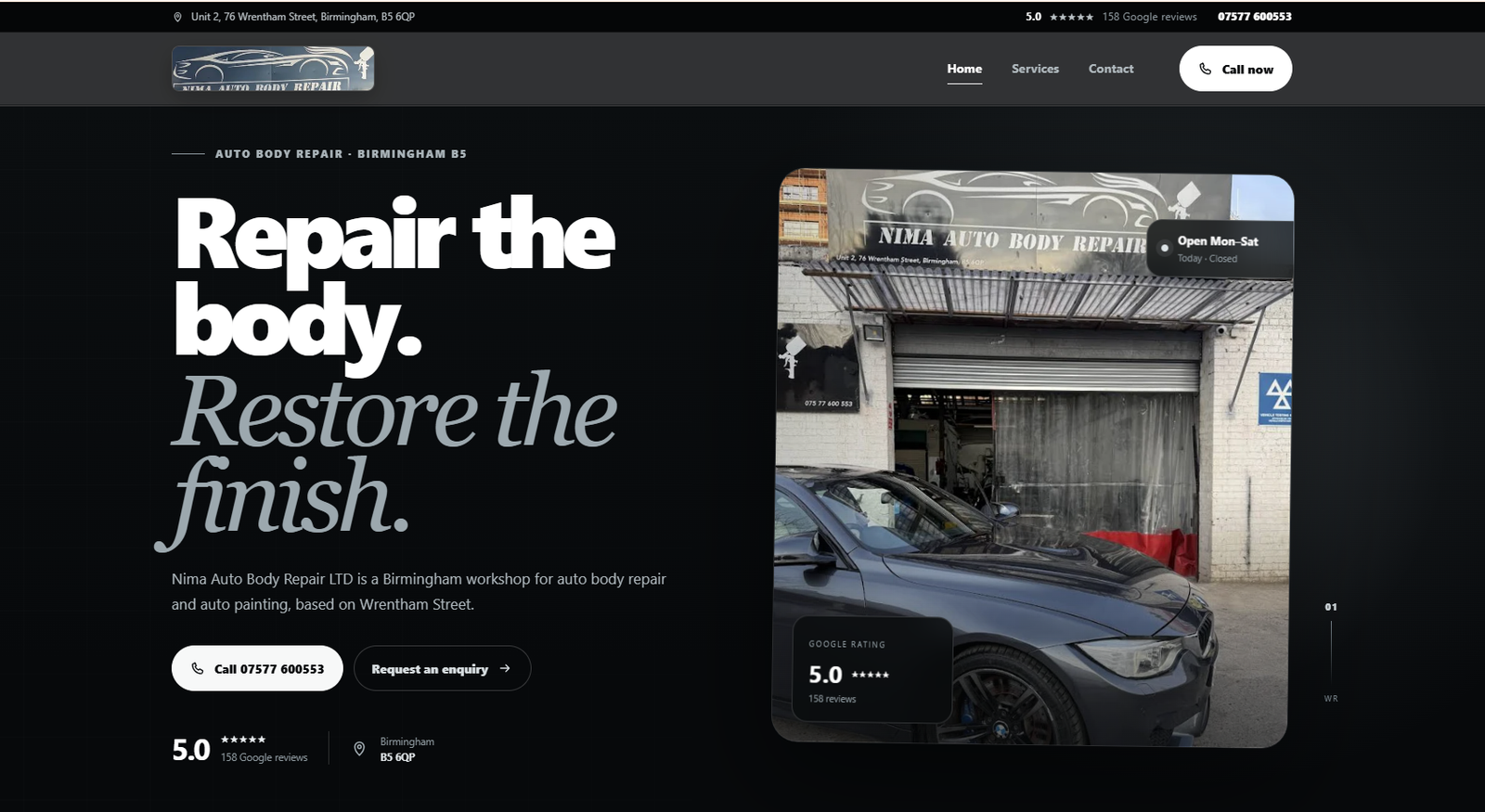 Nima Auto Body Repair LTD Website Demo website preview