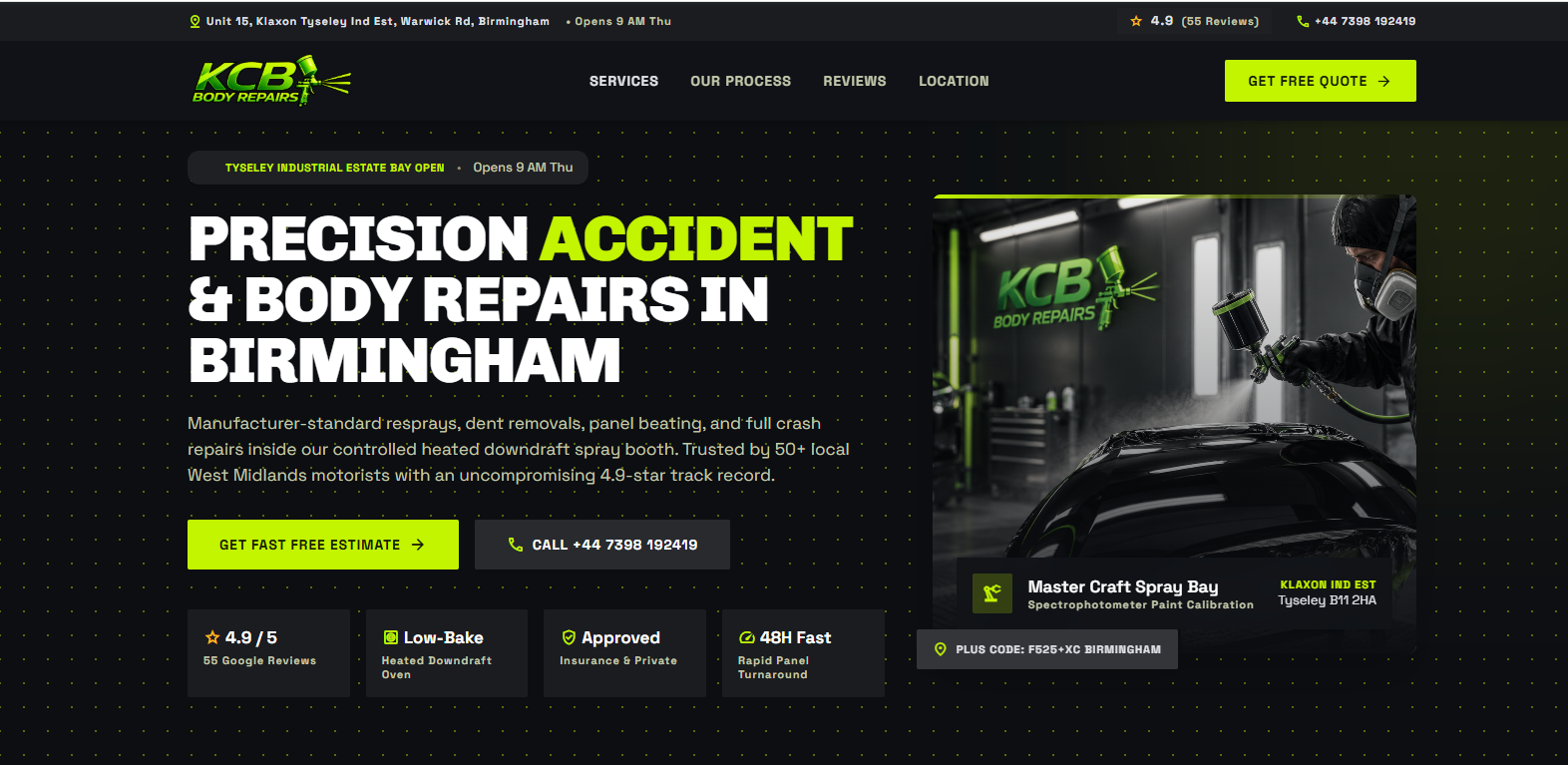 KCB Body Repairs Birmingham Website Demo website preview