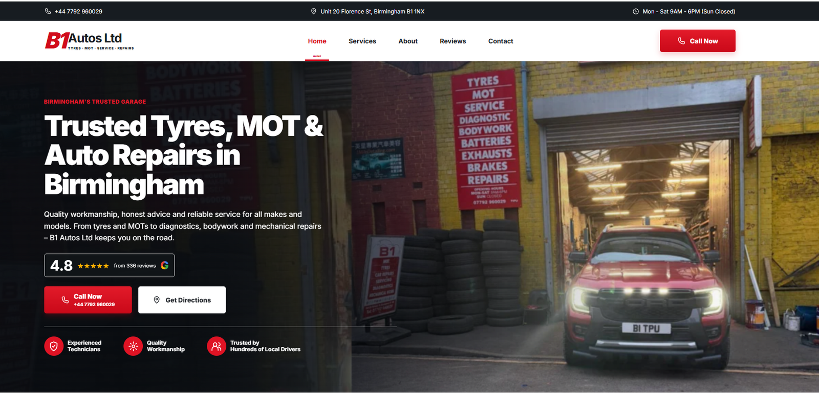 B1 Autos Ltd – Birmingham Garage Website Demo website preview