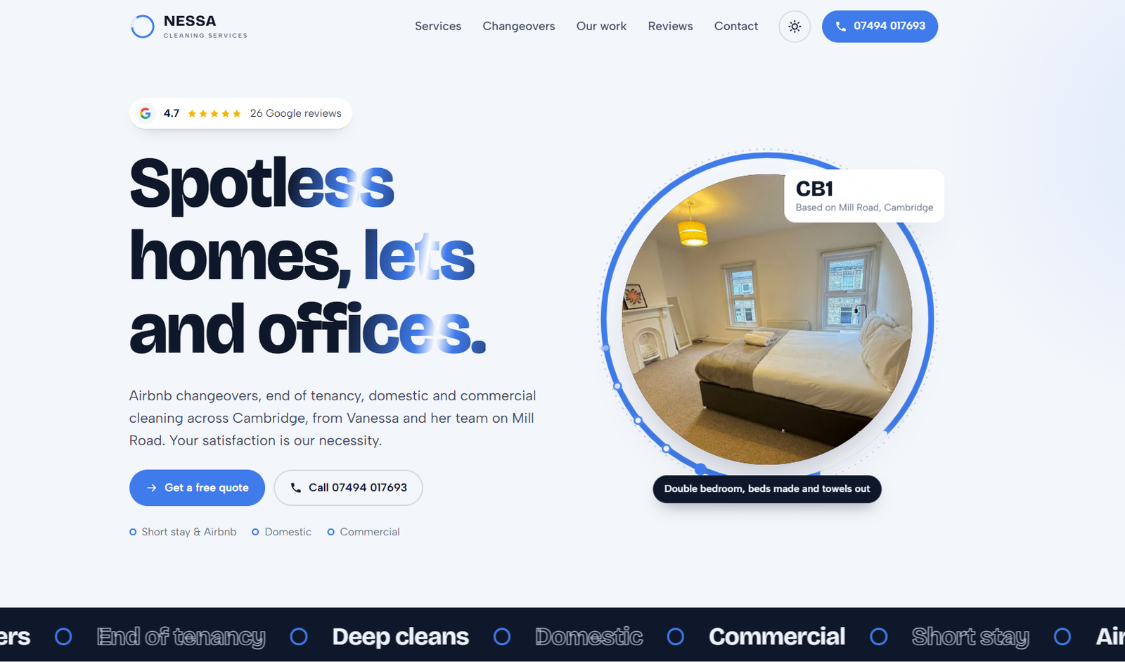 Nessa Cleaning Services Website Demo website preview