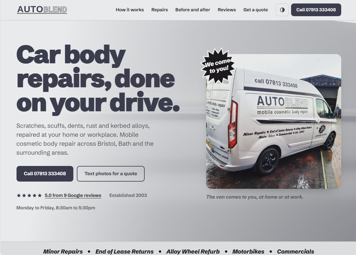 Autoblend Bristol Website Demo website preview