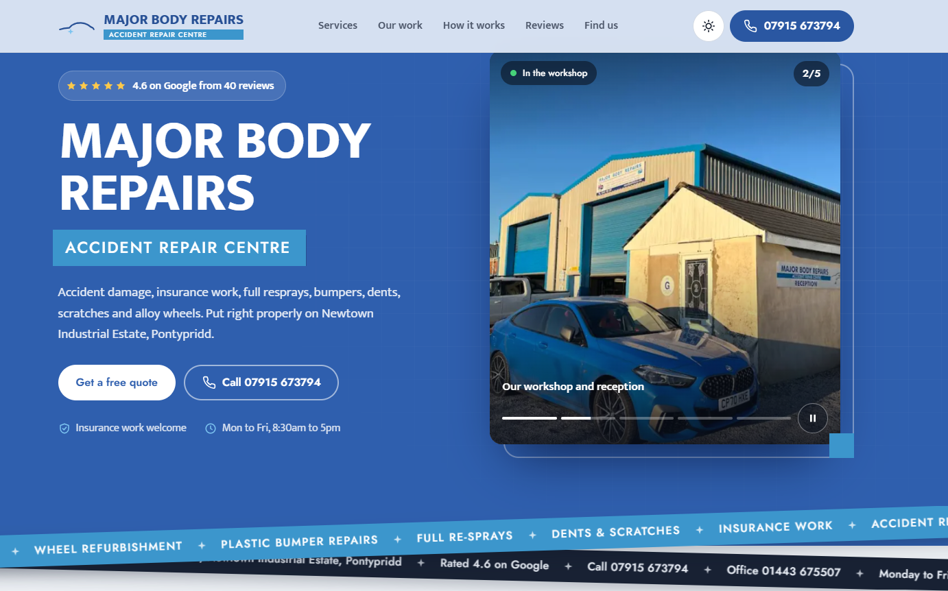 Major Body Repairs Website Demo featured preview