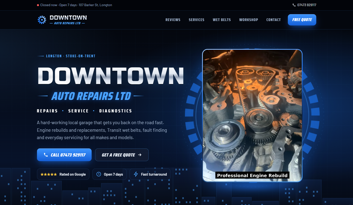 Downtown Auto Repairs Website Demo featured preview
