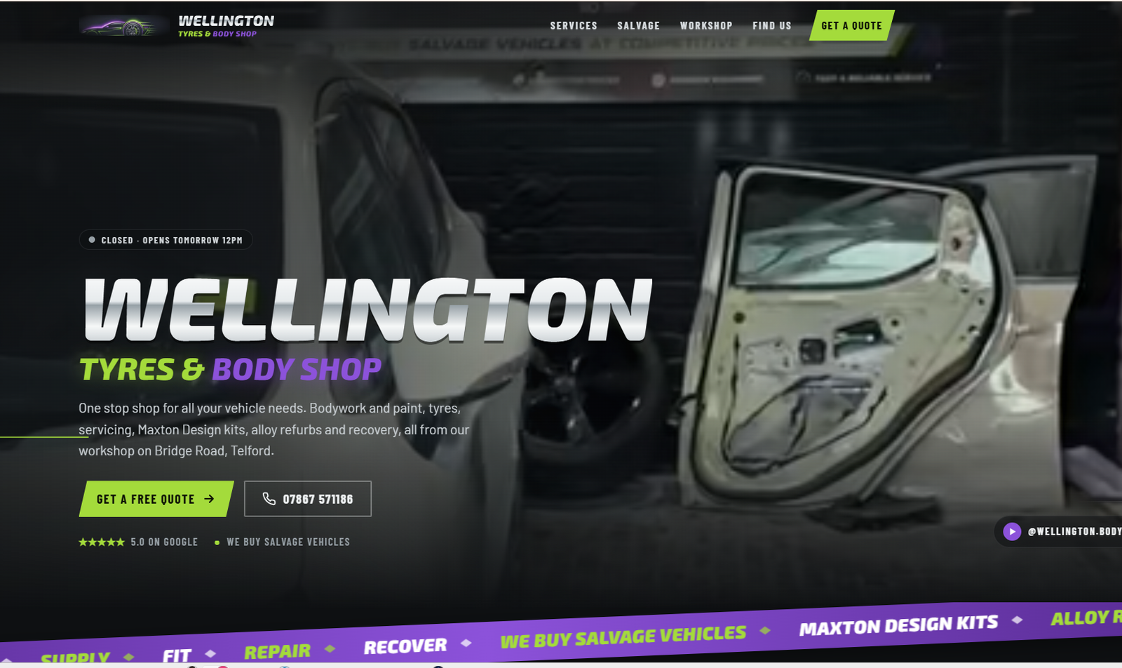 Wellington Tyres & Body Shop Website Demo featured preview
