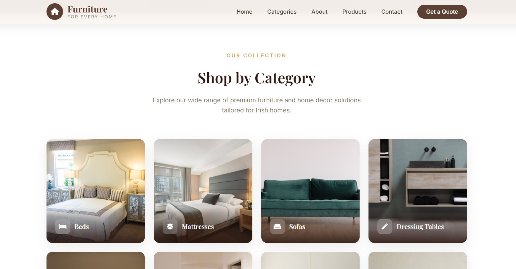 Furniture Store Website Design — Furniture for Every Home, Ireland gallery image 1