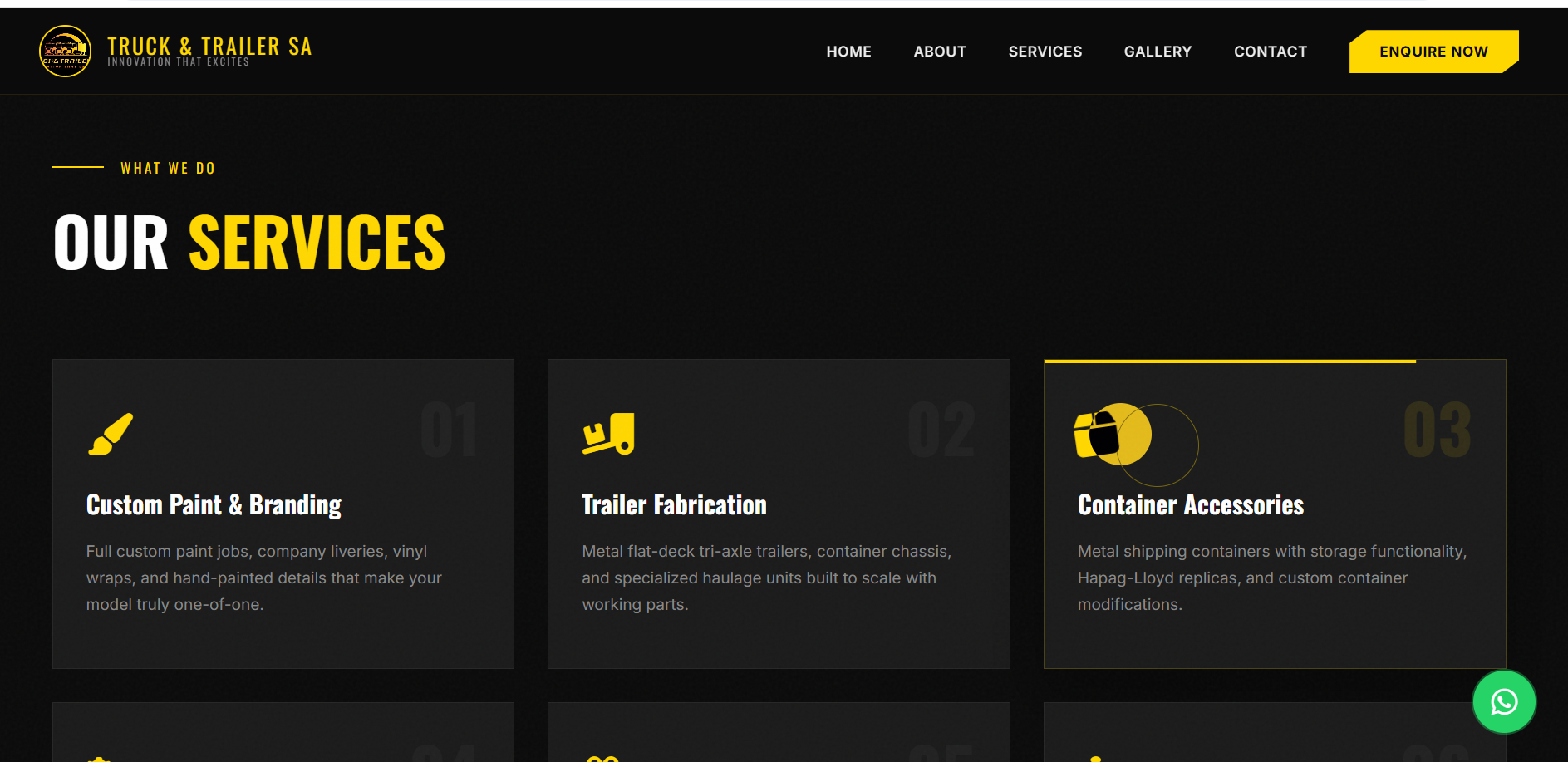 Custom Model Truck Business Website Design — Truck & Trailer SA, Durban gallery image 3