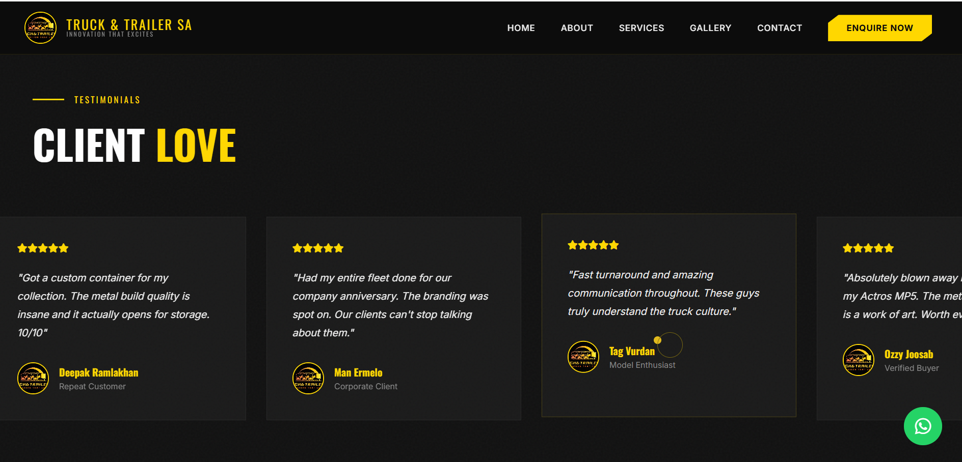 Custom Model Truck Business Website Design — Truck & Trailer SA, Durban gallery image 6