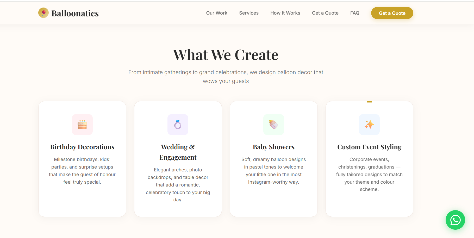 Balloon Decor & Event Business Website Design — Balloonatics, Dublin gallery image 4