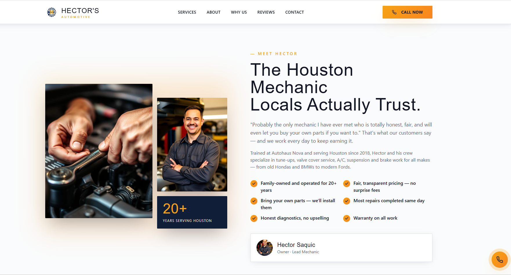 Auto Repair Shop Website Design — Hector's Automotive, Houston TX gallery image 3