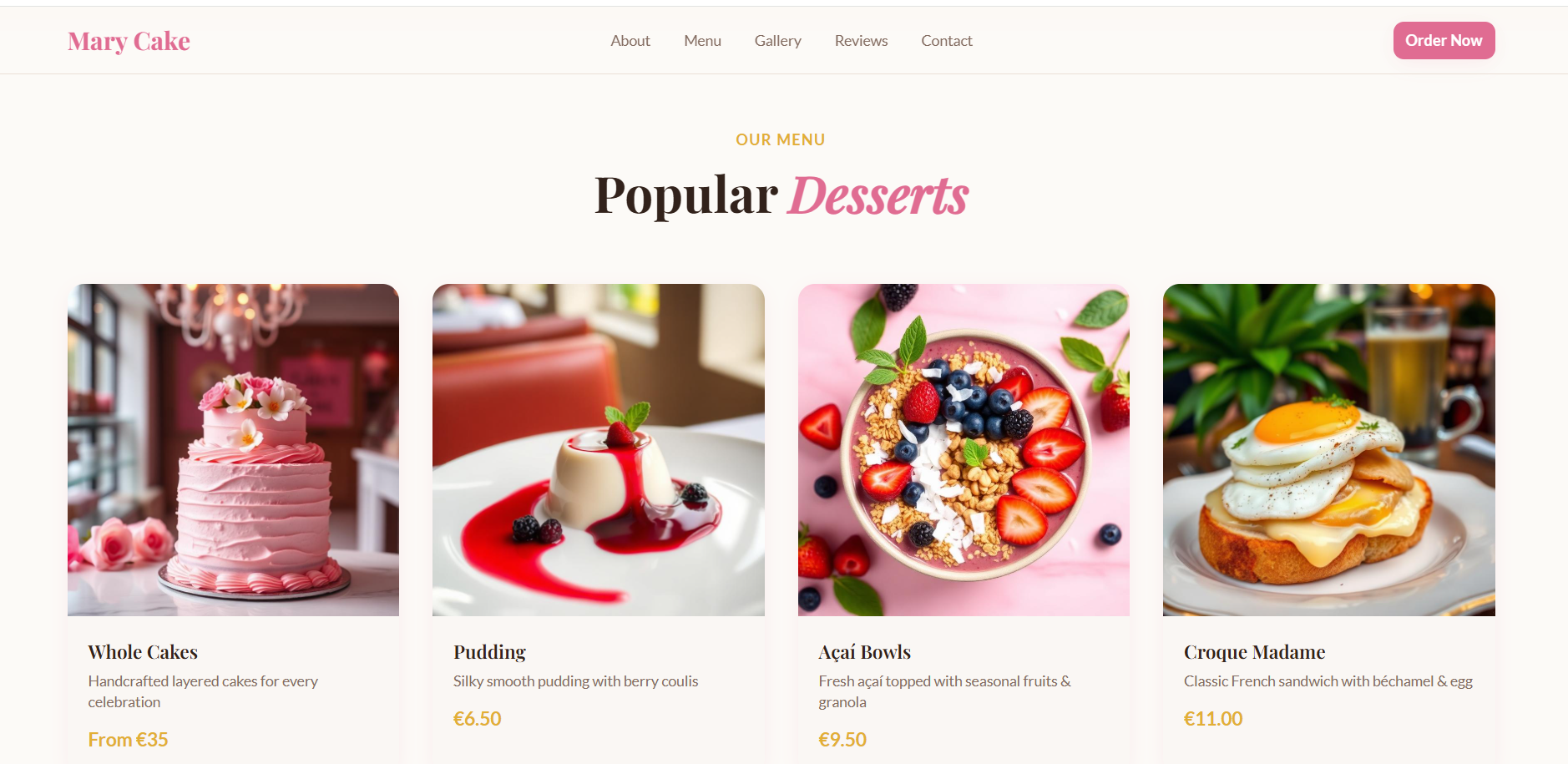 Cake Shop & Café Website Design — Mary Cake, Antwerp Belgium gallery image 3