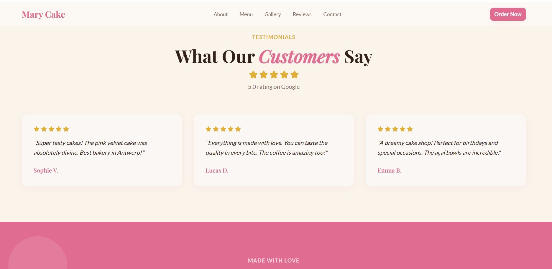 Cake Shop & Café Website Design — Mary Cake, Antwerp Belgium gallery image 5