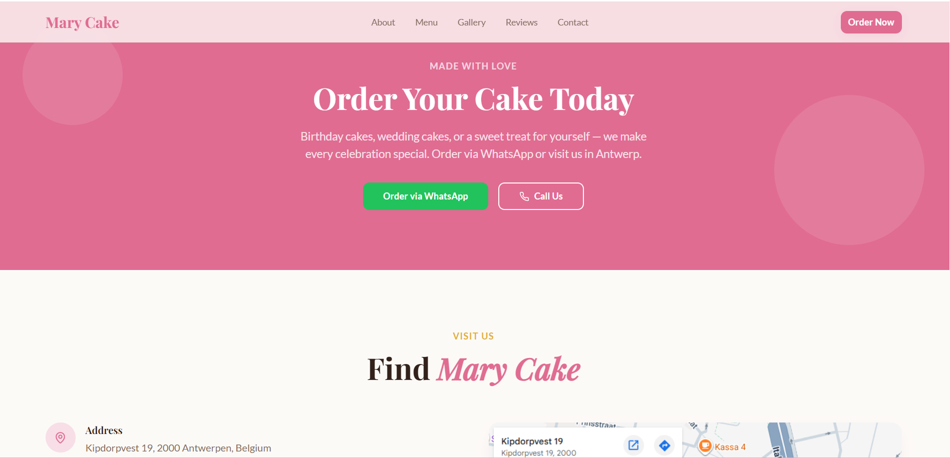 Cake Shop & Café Website Design — Mary Cake, Antwerp Belgium gallery image 6
