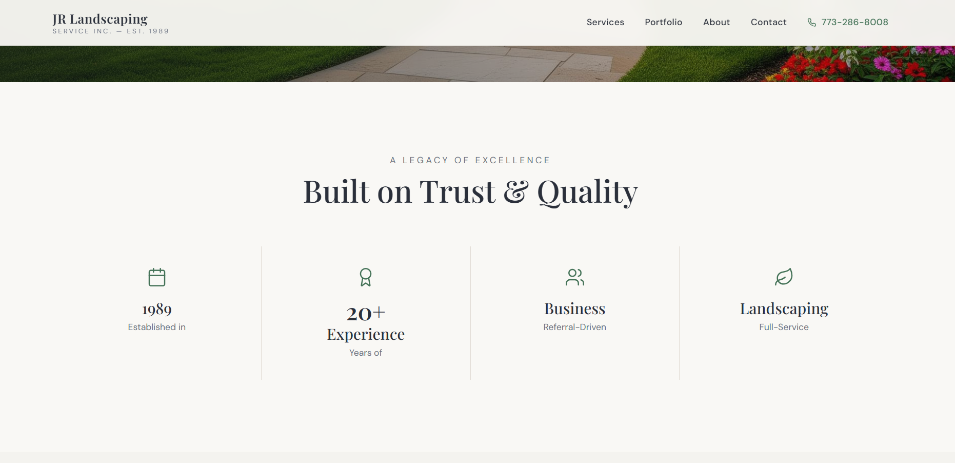 Landscaping Company Website Design — JR Landscaping, Chicago IL gallery image 1