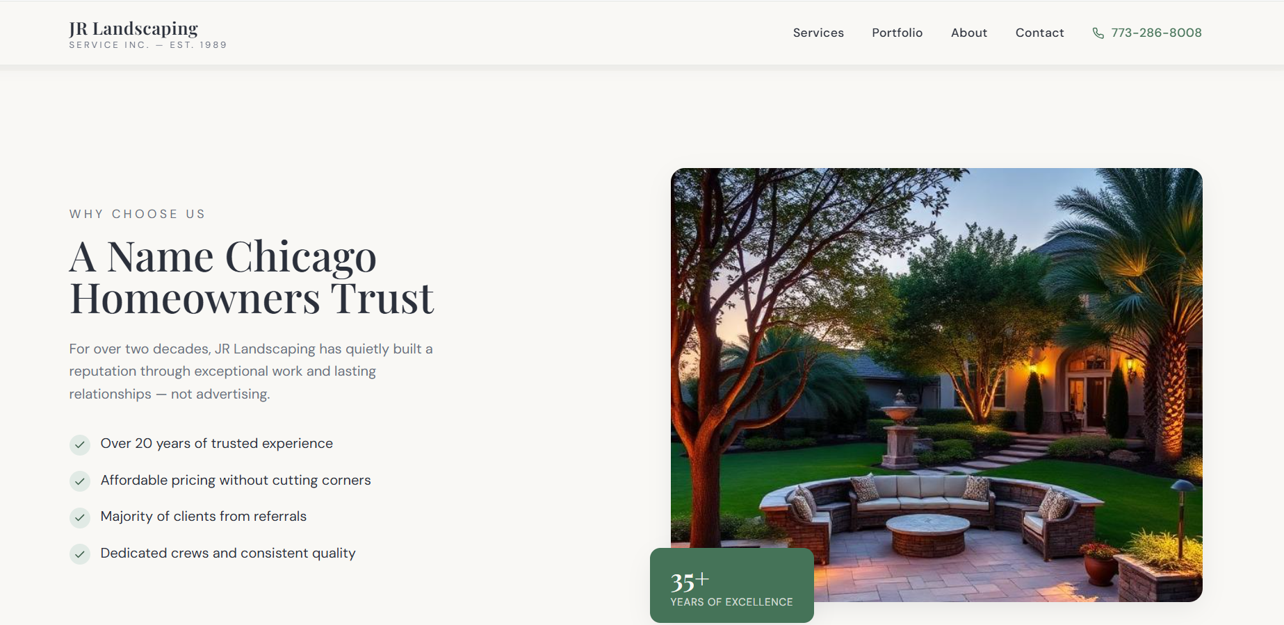 Landscaping Company Website Design — JR Landscaping, Chicago IL gallery image 4