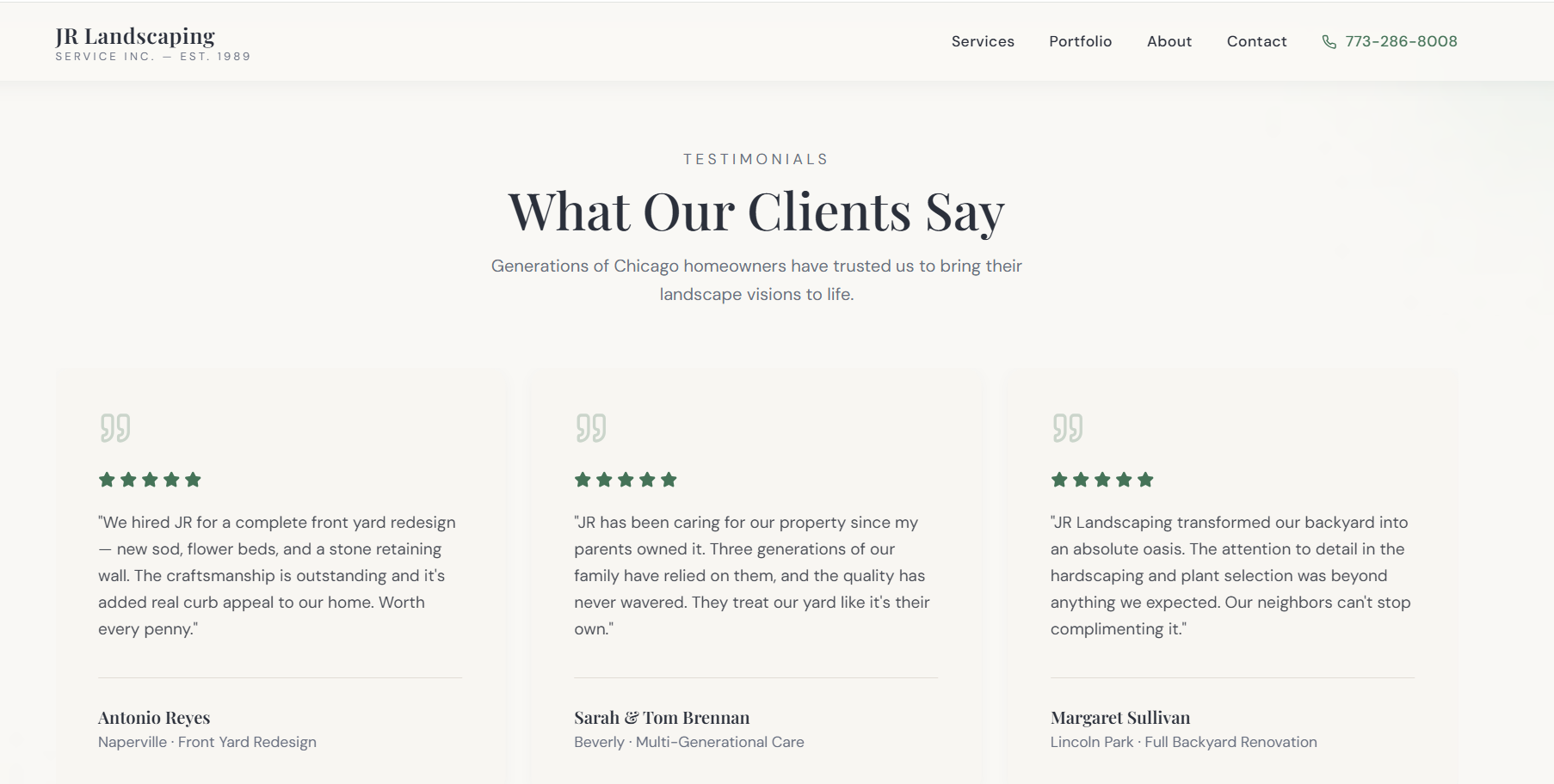 Landscaping Company Website Design — JR Landscaping, Chicago IL gallery image 5