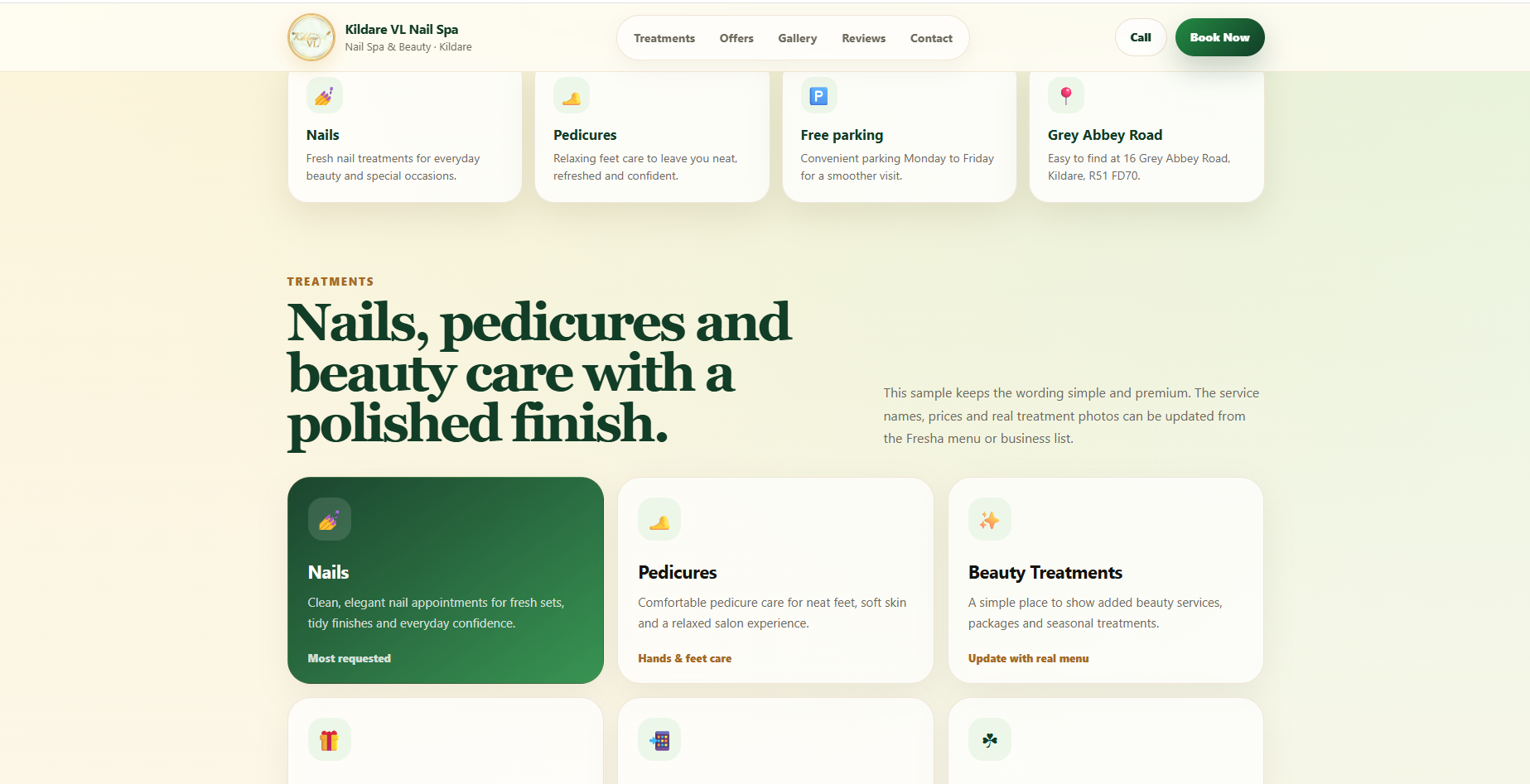 Nail Spa Website Design V1 — Kildare VL Nail Spa & Beauty, Ireland gallery image 1