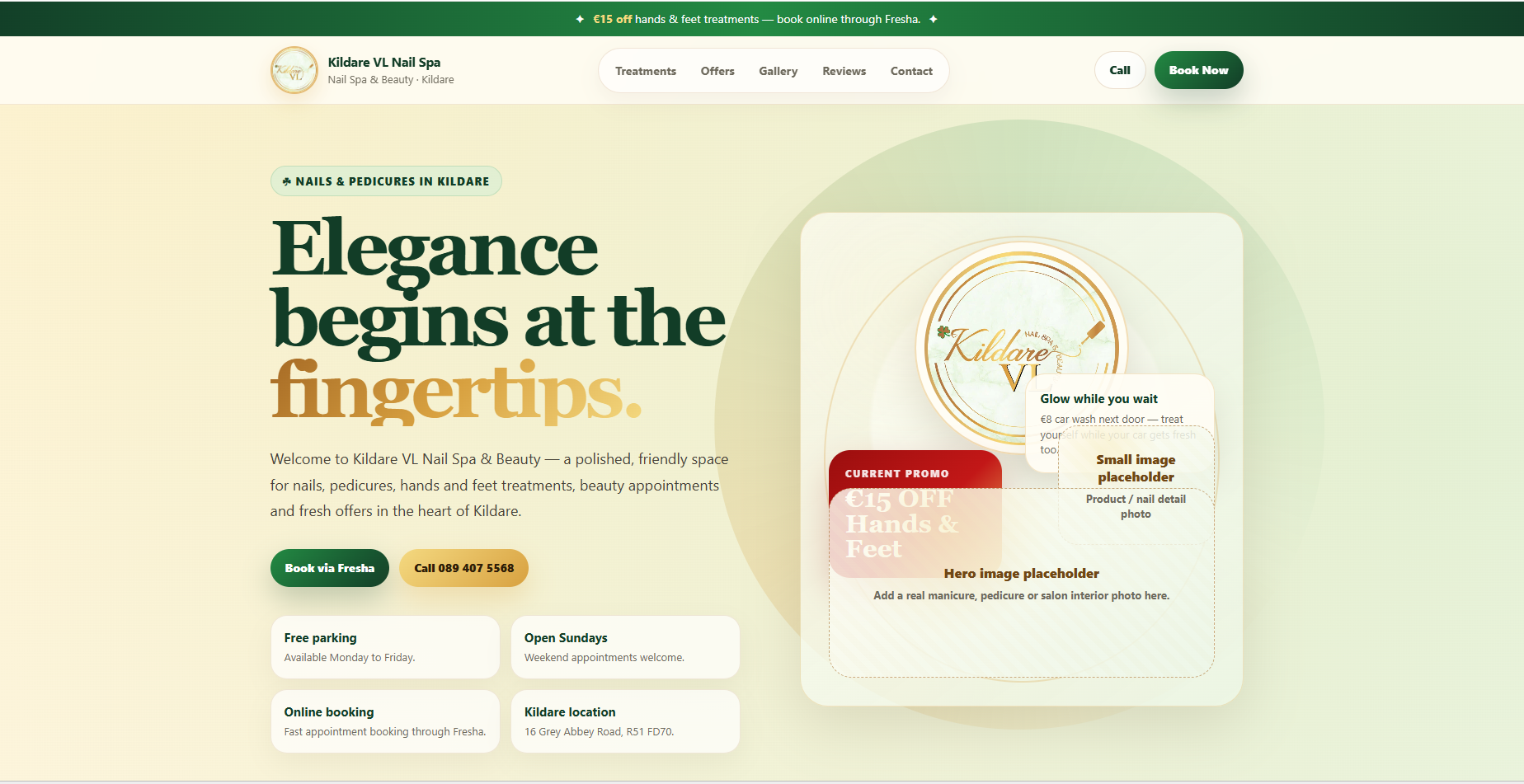 Nail Spa Website Design V1 — Kildare VL Nail Spa & Beauty, Ireland gallery image 2