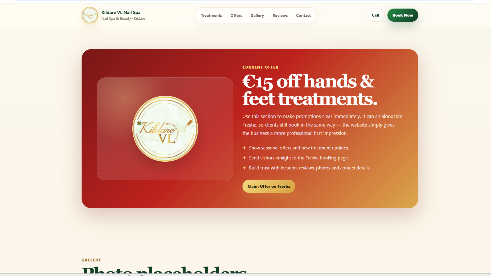 Nail Spa Website Design V1 — Kildare VL Nail Spa & Beauty, Ireland gallery image 3