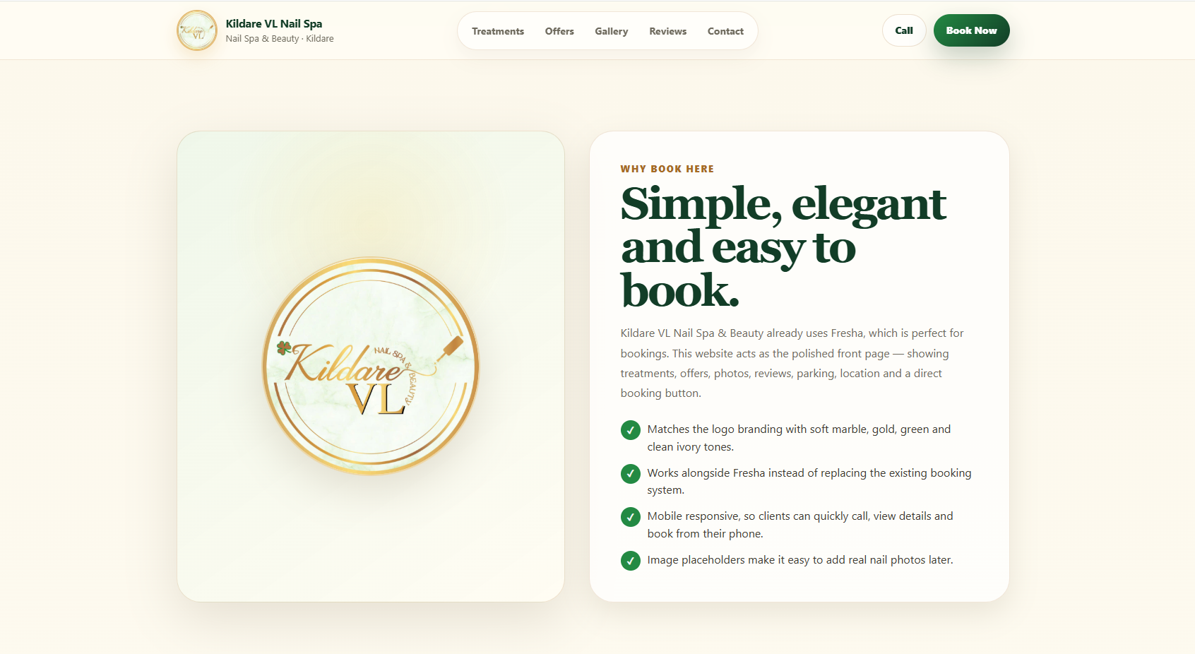 Nail Spa Website Design V1 — Kildare VL Nail Spa & Beauty, Ireland gallery image 5