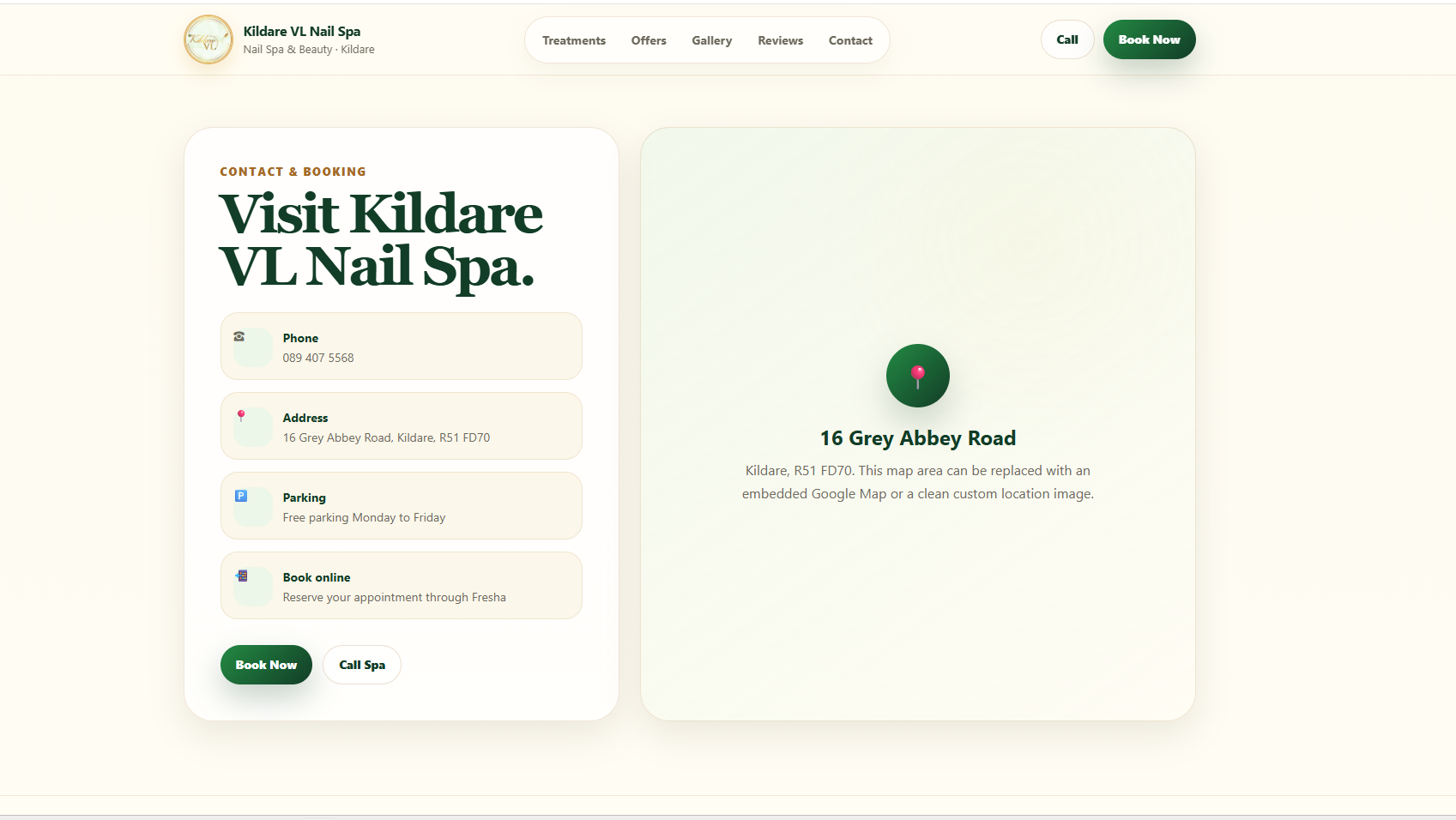 Nail Spa Website Design V1 — Kildare VL Nail Spa & Beauty, Ireland gallery image 7