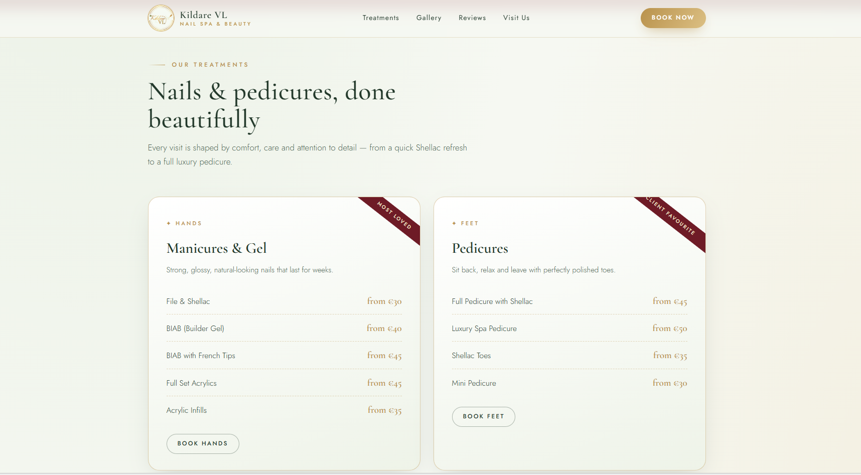 Nail Spa Website Design V2 — Kildare VL Nail Spa & Beauty, Ireland gallery image 1