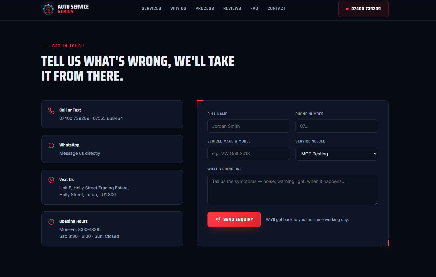 Auto Garage Website Design — Auto Service Genius, Luton UK gallery image 1