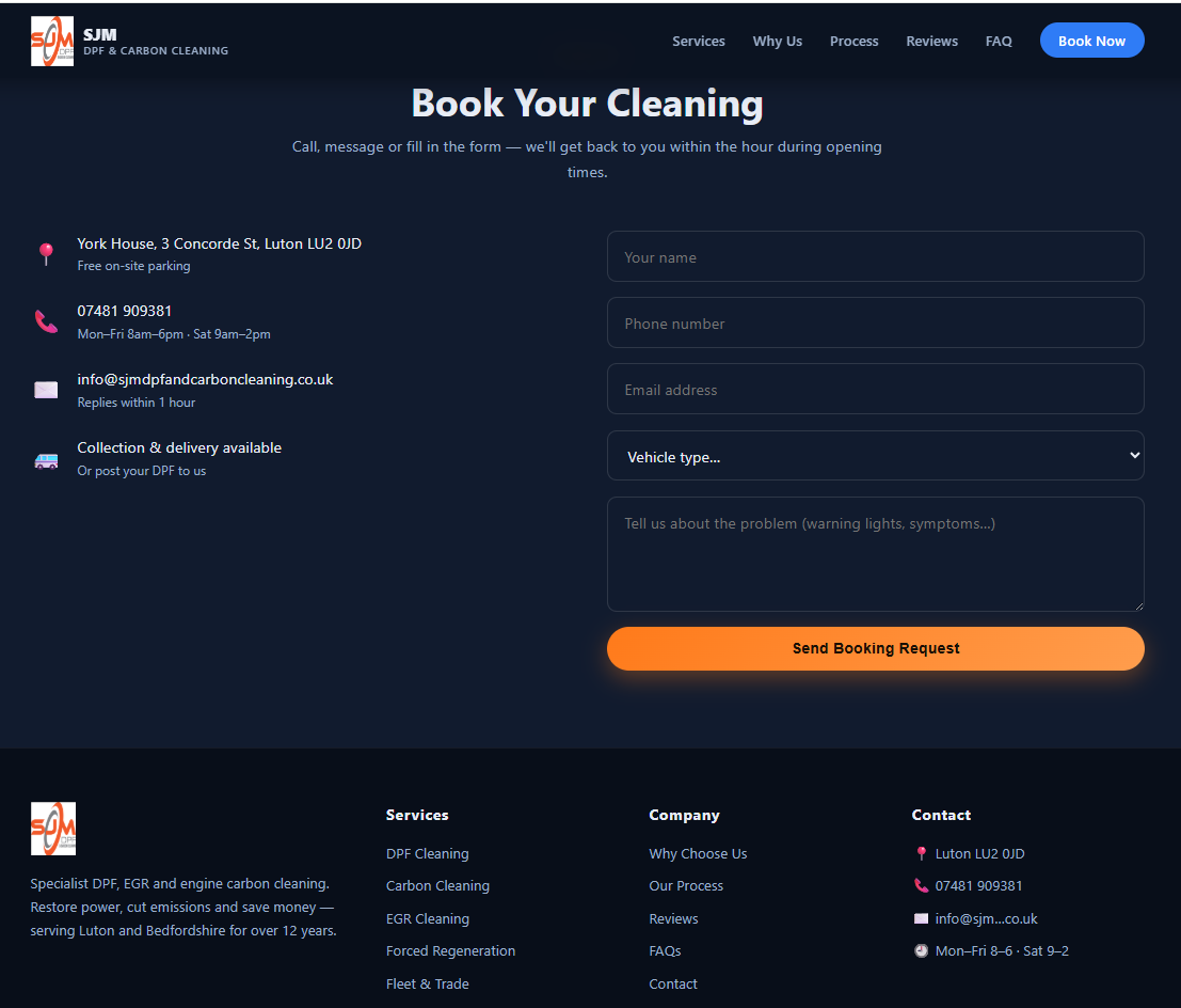 SJM DPF & Carbon Cleaning — Local SEO Landing Page gallery image 2