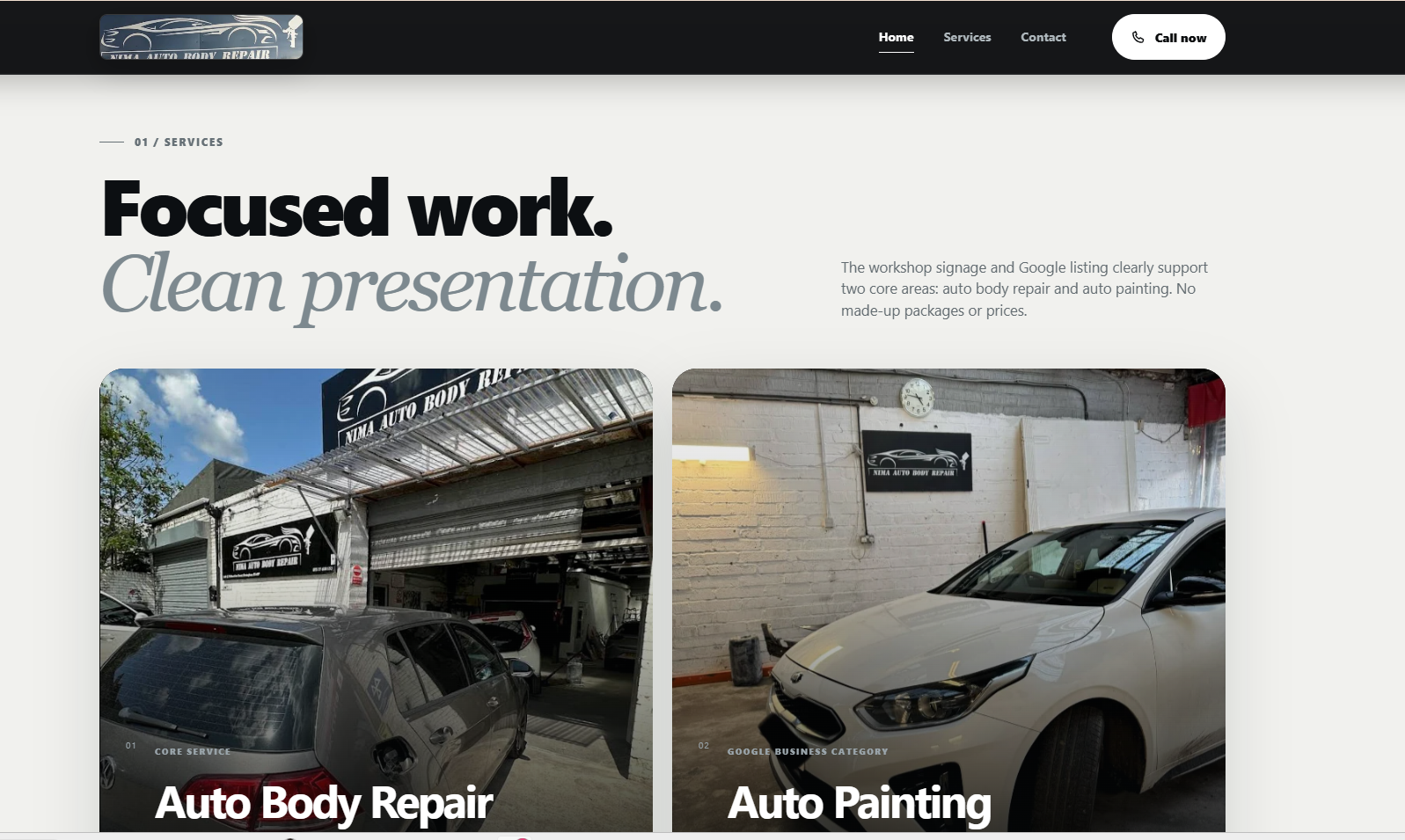 Nima Auto Body Repair LTD Website Demo gallery image 1