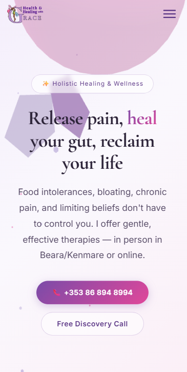 Health & Healing with Grace — Holistic Therapy Website mobile screenshot