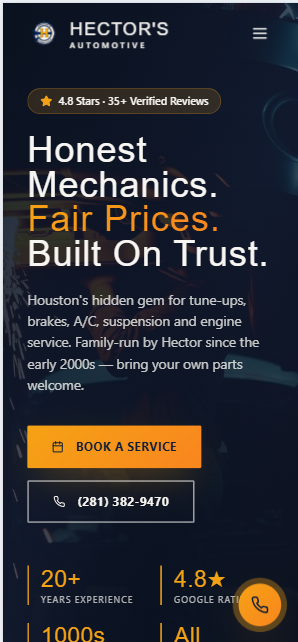 Auto Repair Shop Website Design — Hector's Automotive, Houston TX mobile screenshot