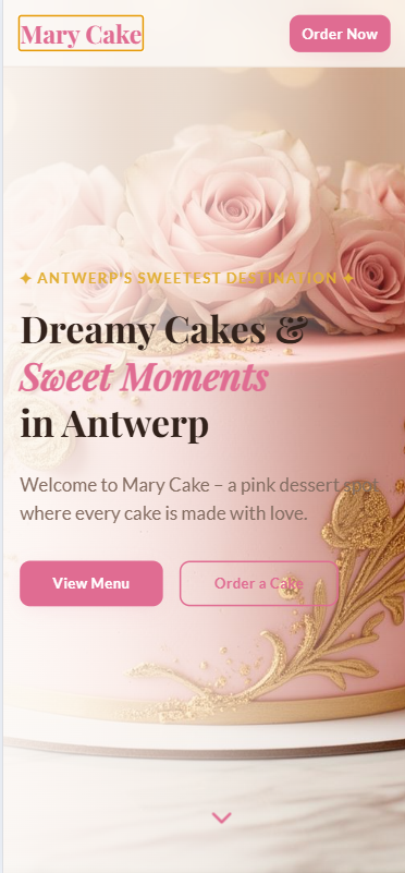 Cake Shop & Café Website Design — Mary Cake, Antwerp Belgium mobile screenshot