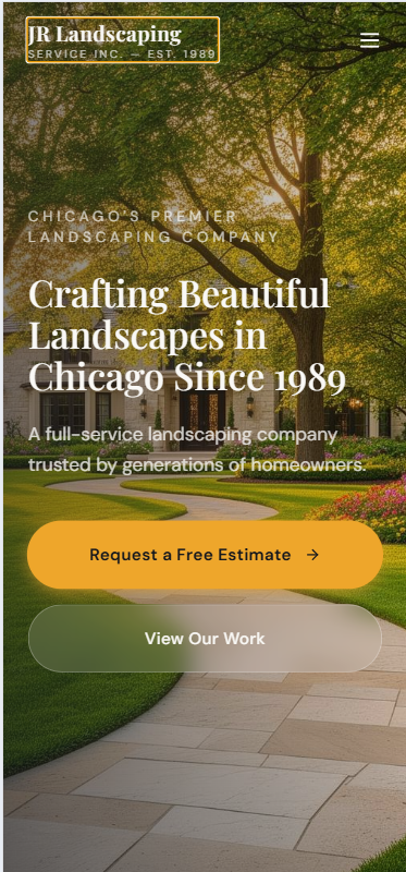 Landscaping Company Website Design — JR Landscaping, Chicago IL mobile screenshot