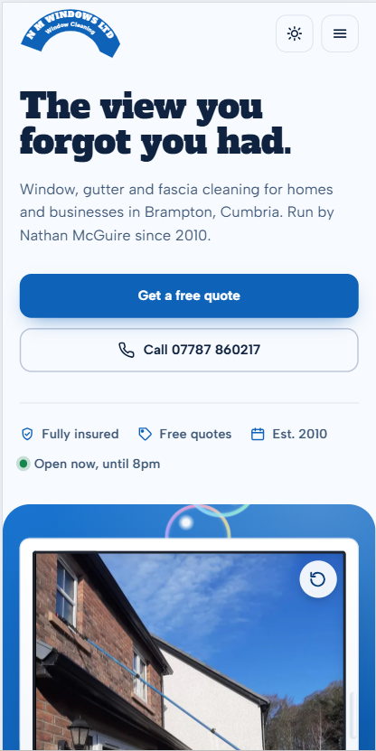 N M Windows Ltd Website Demo mobile screenshot