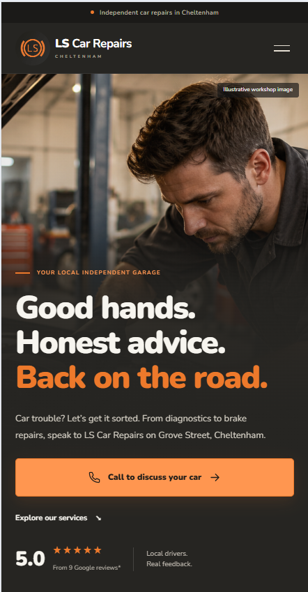 LS Car Repairs Website Demo mobile screenshot