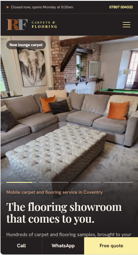 RF Carpets & Flooring Website Demo mobile screenshot