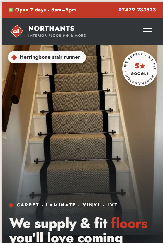 Northants Interior Flooring Website Demo mobile screenshot